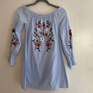 Sky & Sparrow 100% cotton floral embroidered peasant shirt